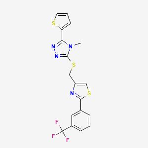 molecular formula C18H13F3N4S3 B4781044 4-({[4-METHYL-5-(2-THIENYL)-4H-1,2,4-TRIAZOL-3-YL]SULFANYL}METHYL)-2-[3-(TRIFLUOROMETHYL)PHENYL]-1,3-THIAZOLE 