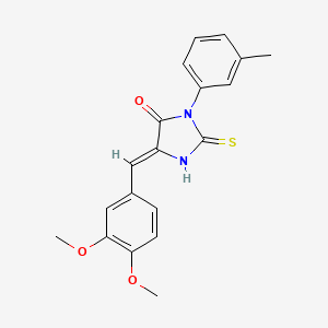 5-[(Z)-1-(3,4-DIMETHOXYPHENYL)METHYLIDENE]-3-(3-METHYLPHENYL)-2-THIOXODIHYDRO-1H-IMIDAZOL-4-ONE