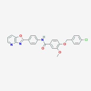molecular formula C27H20ClN3O4 B478112 4-[(4-chlorobenzyl)oxy]-3-methoxy-N-(4-[1,3]oxazolo[4,5-b]pyridin-2-ylphenyl)benzamide CAS No. 371134-04-2