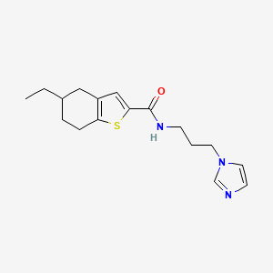 molecular formula C17H23N3OS B4781135 5-ethyl-N-[3-(1H-imidazol-1-yl)propyl]-4,5,6,7-tetrahydro-1-benzothiophene-2-carboxamide 