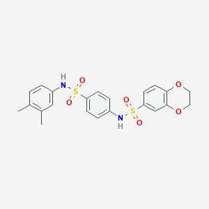 molecular formula C22H22N2O6S2 B478126 N-{4-[(3,4-dimethylphenyl)sulfamoyl]phenyl}-2,3-dihydro-1,4-benzodioxine-6-sulfonamide CAS No. 440108-05-4