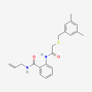 2-[[2-[(3,5-dimethylphenyl)methylsulfanyl]acetyl]amino]-N-prop-2-enylbenzamide