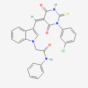 molecular formula C27H19ClN4O3S B4781362 2-(3-{[1-(3-chlorophenyl)-4,6-dioxo-2-thioxotetrahydro-5(2H)-pyrimidinylidene]methyl}-1H-indol-1-yl)-N-phenylacetamide 