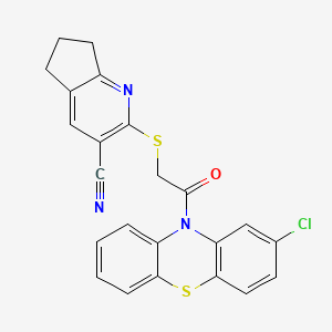 molecular formula C23H16ClN3OS2 B4781404 2-{[2-(2-CHLORO-10H-PHENOTHIAZIN-10-YL)-2-OXOETHYL]SULFANYL}-5H,6H,7H-CYCLOPENTA[B]PYRIDINE-3-CARBONITRILE 