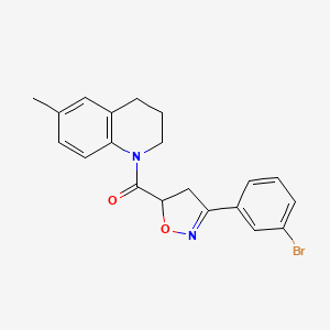 molecular formula C20H19BrN2O2 B4781424 1-{[3-(3-bromophenyl)-4,5-dihydro-5-isoxazolyl]carbonyl}-6-methyl-1,2,3,4-tetrahydroquinoline 