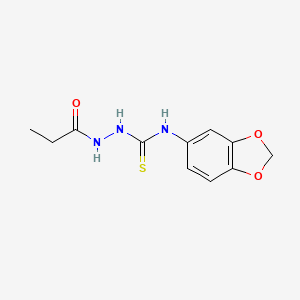 molecular formula C11H13N3O3S B4781459 N-1,3-benzodioxol-5-yl-2-propionylhydrazinecarbothioamide 