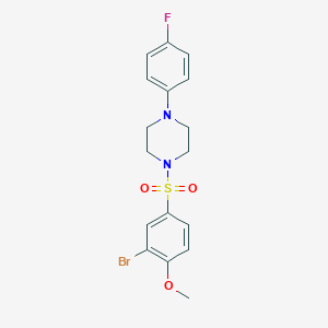 molecular formula C17H18BrFN2O3S B478146 2-Bromo-4-{[4-(4-fluorophenyl)-1-piperazinyl]sulfonyl}phenyl methyl ether CAS No. 431996-80-4