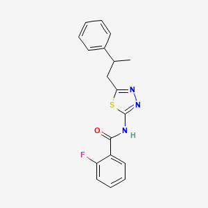 2-fluoro-N-[5-(2-phenylpropyl)-1,3,4-thiadiazol-2-yl]benzamide