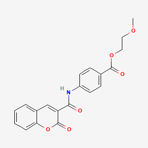 molecular formula C20H17NO6 B4781529 2-methoxyethyl 4-[(2-oxochromene-3-carbonyl)amino]benzoate 