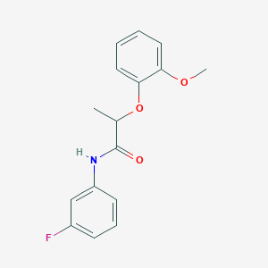 molecular formula C16H16FNO3 B4781559 N-(3-fluorophenyl)-2-(2-methoxyphenoxy)propanamide 