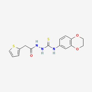 molecular formula C15H15N3O3S2 B4781659 N-(2,3-dihydro-1,4-benzodioxin-6-yl)-2-(2-thienylacetyl)hydrazinecarbothioamide 