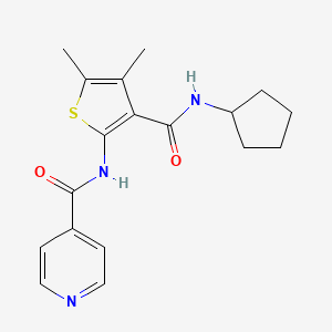 molecular formula C18H21N3O2S B4781686 N-[3-(CYCLOPENTYLCARBAMOYL)-4,5-DIMETHYL-2-THIENYL]ISONICOTINAMIDE 