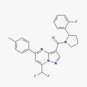 molecular formula C25H21F3N4O B4781745 7-(difluoromethyl)-3-{[2-(2-fluorophenyl)-1-pyrrolidinyl]carbonyl}-5-(4-methylphenyl)pyrazolo[1,5-a]pyrimidine 