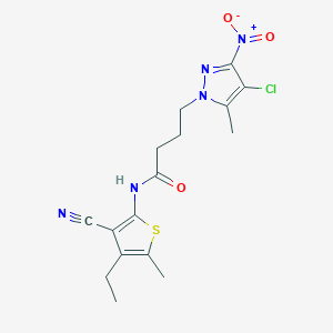 4-(4-chloro-5-methyl-3-nitro-1H-pyrazol-1-yl)-N-(3-cyano-4-ethyl-5-methylthiophen-2-yl)butanamide