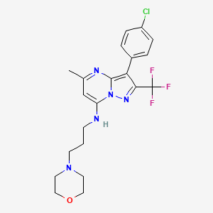 molecular formula C21H23ClF3N5O B4781768 3-(4-chlorophenyl)-5-methyl-N-[3-(morpholin-4-yl)propyl]-2-(trifluoromethyl)pyrazolo[1,5-a]pyrimidin-7-amine 