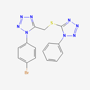 molecular formula C15H11BrN8S B4781807 1-(4-bromophenyl)-5-{[(1-phenyl-1H-tetrazol-5-yl)sulfanyl]methyl}-1H-tetrazole 