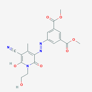 molecular formula C19H18N4O7 B478183 Dimethyl 5-{[5-cyano-2-hydroxy-1-(2-hydroxyethyl)-4-methyl-6-oxo-1,6-dihydropyridin-3-yl]diazenyl}isophthalate 