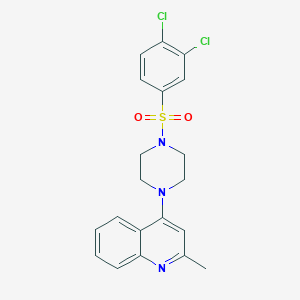 molecular formula C20H19Cl2N3O2S B478196 4-{4-[(3,4-Dichlorophenyl)sulfonyl]-1-piperazinyl}-2-methylquinoline CAS No. 591736-57-1