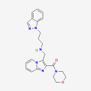 molecular formula C23H26N6O2 B4782054 3-(1H-indazol-1-yl)-N-{[2-(4-morpholinylcarbonyl)imidazo[1,2-a]pyridin-3-yl]methyl}-1-propanamine 