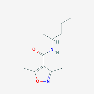 molecular formula C11H18N2O2 B4782094 3,5-DIMETHYL-N~4~-(1-METHYLBUTYL)-4-ISOXAZOLECARBOXAMIDE 