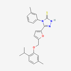 molecular formula C24H25N3O2S B4782115 5-{5-[(2-isopropyl-5-methylphenoxy)methyl]-2-furyl}-4-(3-methylphenyl)-4H-1,2,4-triazole-3-thiol 