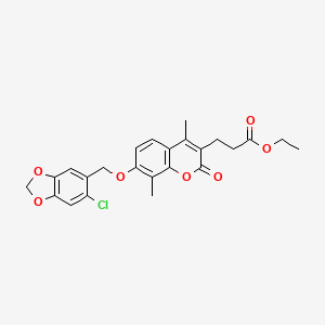 molecular formula C24H23ClO7 B4782123 ethyl 3-{7-[(6-chloro-1,3-benzodioxol-5-yl)methoxy]-4,8-dimethyl-2-oxo-2H-chromen-3-yl}propanoate 