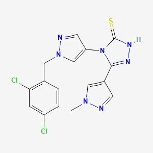 molecular formula C16H13Cl2N7S B4782151 4-[1-(2,4-DICHLOROBENZYL)-1H-PYRAZOL-4-YL]-5-(1-METHYL-1H-PYRAZOL-4-YL)-4H-1,2,4-TRIAZOL-3-YLHYDROSULFIDE 