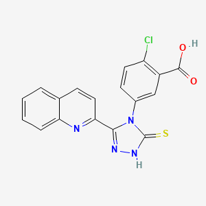 2-chloro-5-[3-(quinolin-2-yl)-5-sulfanyl-4H-1,2,4-triazol-4-yl]benzoic acid