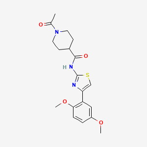 molecular formula C19H23N3O4S B4782195 1-acetyl-N-[4-(2,5-dimethoxyphenyl)-1,3-thiazol-2-yl]-4-piperidinecarboxamide 