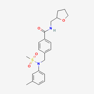 molecular formula C21H26N2O4S B4782251 4-{[(3-methylphenyl)(methylsulfonyl)amino]methyl}-N-(tetrahydro-2-furanylmethyl)benzamide 