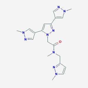 molecular formula C19H23N9O B4782273 2-(1,1''-dimethyl-1H,1'H,1''H-4,3':5',4''-terpyrazol-1'-yl)-N-methyl-N-[(1-methyl-1H-pyrazol-3-yl)methyl]acetamide 