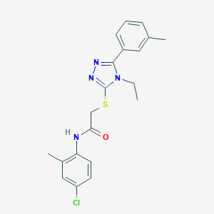 molecular formula C20H21ClN4OS B478229 N-(4-chloro-2-methylphenyl)-2-{[4-ethyl-5-(3-methylphenyl)-4H-1,2,4-triazol-3-yl]sulfanyl}acetamide CAS No. 666712-84-1