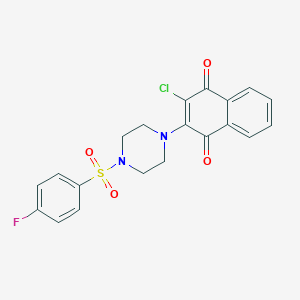 molecular formula C20H16ClFN2O4S B478231 2-Chloro-3-{4-[(4-fluorophenyl)sulfonyl]-1-piperazinyl}naphthoquinone CAS No. 591765-38-7