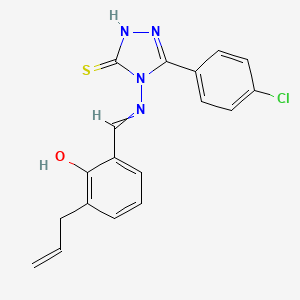 molecular formula C18H15ClN4OS B4782380 2-allyl-6-({[3-(4-chlorophenyl)-5-mercapto-4H-1,2,4-triazol-4-yl]imino}methyl)phenol 