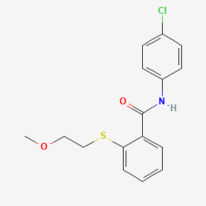 molecular formula C16H16ClNO2S B4782440 N-(4-chlorophenyl)-2-[(2-methoxyethyl)sulfanyl]benzamide 