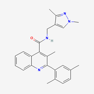 molecular formula C25H26N4O B4782449 2-(2,5-dimethylphenyl)-N-[(1,3-dimethyl-1H-pyrazol-4-yl)methyl]-3-methyl-4-quinolinecarboxamide 