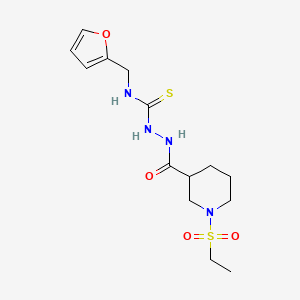 molecular formula C14H22N4O4S2 B4782458 2-{[1-(ethylsulfonyl)-3-piperidinyl]carbonyl}-N-(2-furylmethyl)hydrazinecarbothioamide 