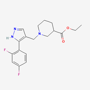 ethyl 1-{[3-(2,4-difluorophenyl)-1H-pyrazol-4-yl]methyl}-3-piperidinecarboxylate