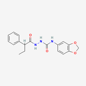 molecular formula C18H19N3O4 B4782499 N-(1,3-benzodioxol-5-yl)-2-(2-phenylbutanoyl)hydrazinecarboxamide 