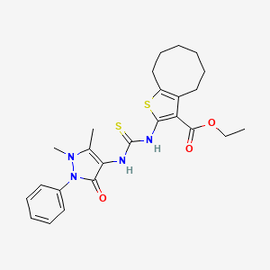 ethyl 2-({[(1,5-dimethyl-3-oxo-2-phenyl-2,3-dihydro-1H-pyrazol-4-yl)amino]carbonothioyl}amino)-4,5,6,7,8,9-hexahydrocycloocta[b]thiophene-3-carboxylate