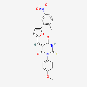 molecular formula C23H17N3O6S B4782539 (5E)-1-(4-methoxyphenyl)-5-{[5-(2-methyl-5-nitrophenyl)furan-2-yl]methylidene}-2-thioxodihydropyrimidine-4,6(1H,5H)-dione 