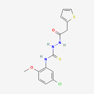 molecular formula C14H14ClN3O2S2 B4782559 N-(5-chloro-2-methoxyphenyl)-2-(2-thienylacetyl)hydrazinecarbothioamide 