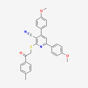 4,6-bis(4-methoxyphenyl)-2-{[2-(4-methylphenyl)-2-oxoethyl]thio}nicotinonitrile