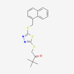 3,3-DIMETHYL-1-((5((1-NAPHTHYLMETHYL)THIO)1,3,4-THIADIAZOL-2-YL)THIO)-2-BUTANONE