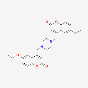 6-ethoxy-4-({4-[(6-ethyl-2-oxo-2H-chromen-4-yl)methyl]piperazin-1-yl}methyl)-2H-chromen-2-one