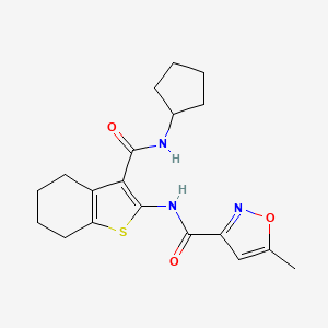 molecular formula C19H23N3O3S B4782629 N-[3-(CYCLOPENTYLCARBAMOYL)-4,5,6,7-TETRAHYDRO-1-BENZOTHIOPHEN-2-YL]-5-METHYL-3-ISOXAZOLECARBOXAMIDE 