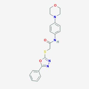 molecular formula C20H20N4O3S B478263 N-(4-morpholin-4-ylphenyl)-2-[(5-phenyl-1,3,4-oxadiazol-2-yl)sulfanyl]acetamide CAS No. 723737-62-0