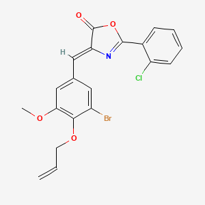 molecular formula C20H15BrClNO4 B4782719 4-[4-(allyloxy)-3-bromo-5-methoxybenzylidene]-2-(2-chlorophenyl)-1,3-oxazol-5(4H)-one 