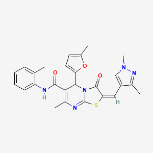 2-[(E)-1-(1,3-DIMETHYL-1H-PYRAZOL-4-YL)METHYLIDENE]-7-METHYL-5-(5-METHYL-2-FURYL)-N-(2-METHYLPHENYL)-3-OXO-2,3-DIHYDRO-5H-[1,3]THIAZOLO[3,2-A]PYRIMIDINE-6-CARBOXAMIDE