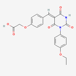 2-[4-[(Z)-[1-(4-ethoxyphenyl)-2,4,6-trioxo-1,3-diazinan-5-ylidene]methyl]phenoxy]acetic acid